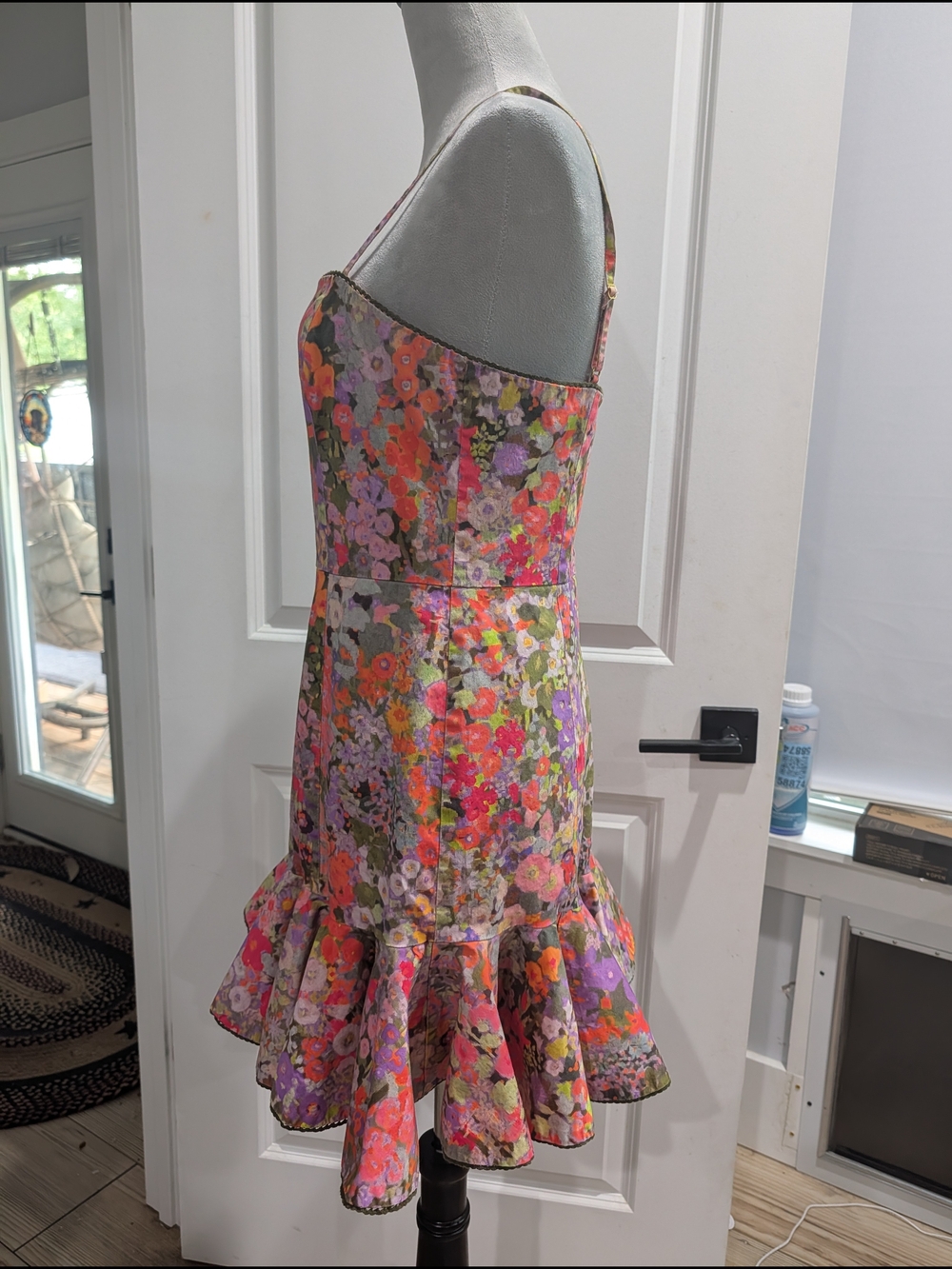 Hutch Floral Spaghetti-Strap Ruffle-Hem Mini Dress in Orange, Pink, Purple - Picture 5 of 8